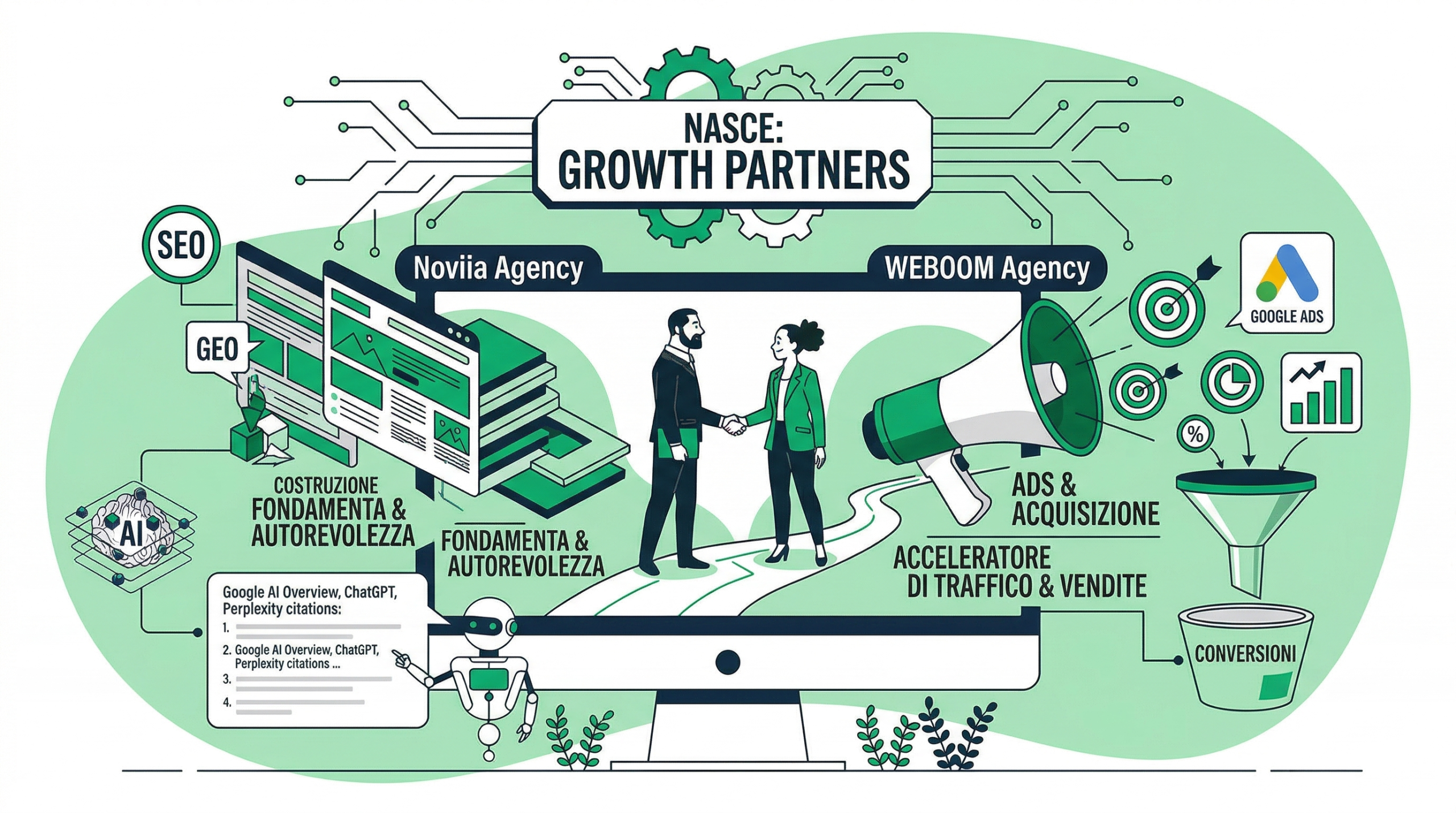 Noviia Agency e WEBOOM Agency: Nasce “Growth Partners”. Quando SEO, Advertising e AI parlano la stessa lingua